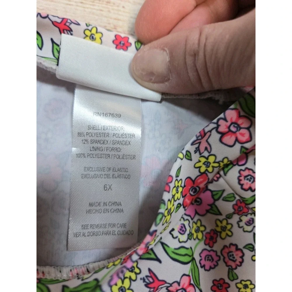 Nicole Miller New York Girl's Floral  Print RashGuard Swim Top Size 6X Pink